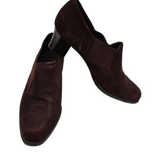 Aerosoles woman size 10 "Heel A Copter" Brown Suede Slip on 2" cone heel ankle